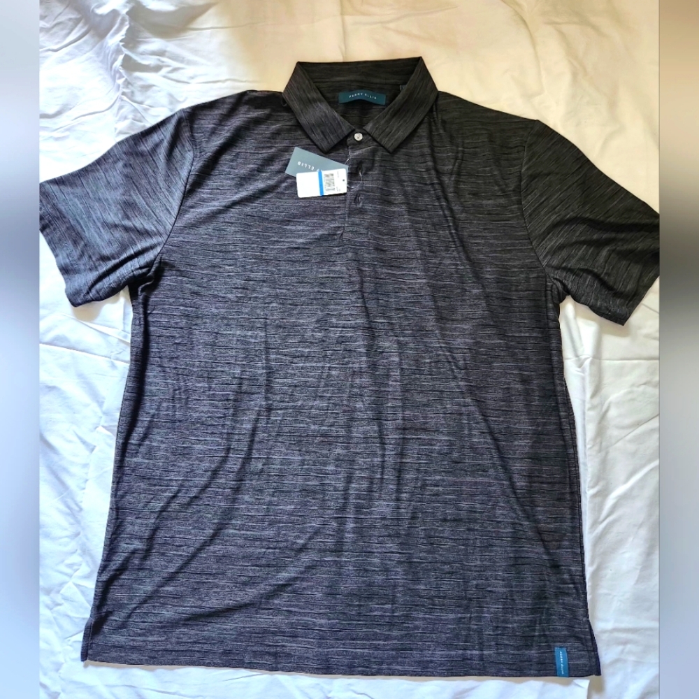 NWT Perry Ellis Men's Gray Space Dye Polo Shirt Short Sleeve XL